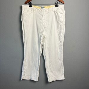 Stretch‎ Riders White Cropped Pants Women's 18M Floral Lined Casual Trousers